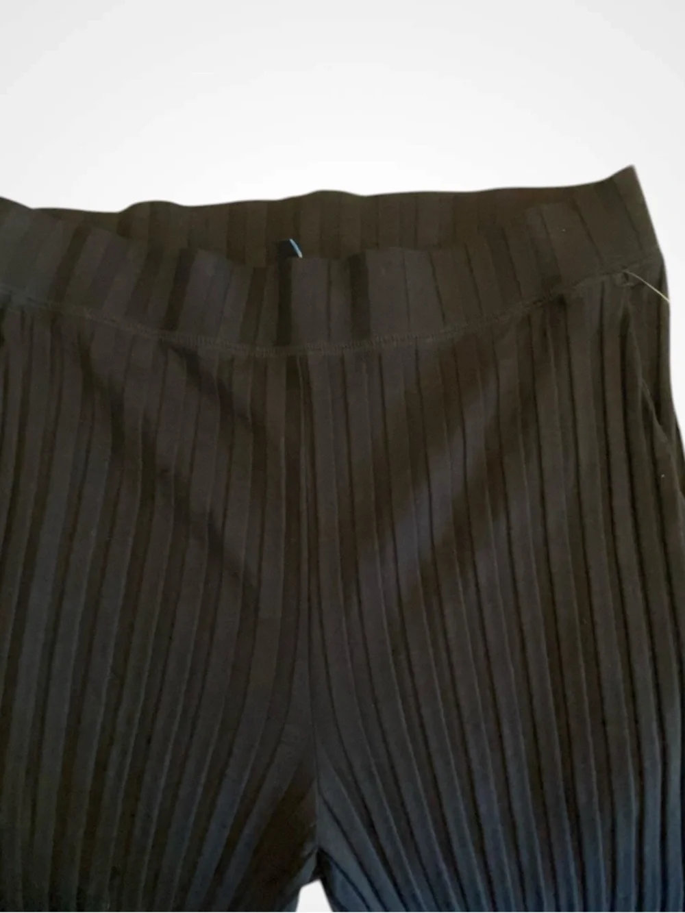 Eileen Fisher Black Ribbed Wide-Leg Cropped Pants with Side Slits NWOT Size M - Picture 8 of 14